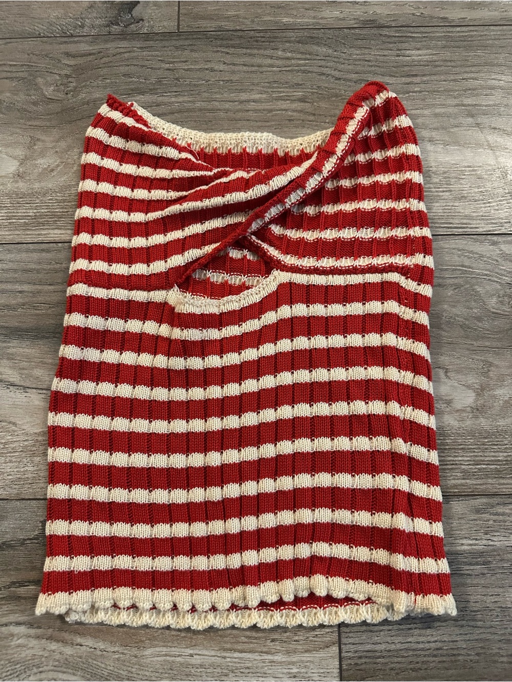 Striped Red and Cream Knit Tube Top